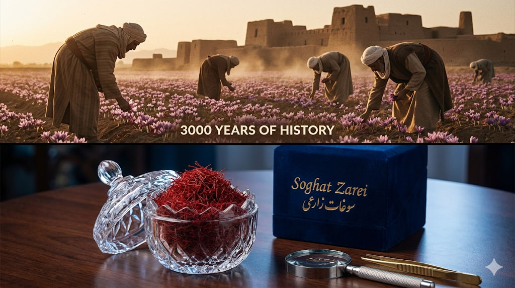 تاریخچه زعفران قائنات و بسته بندی لوکس سوغات زارعی